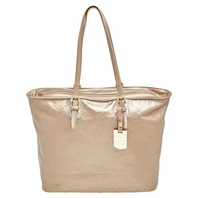 Shop Longchamp Gold Leather Large Lm Cuir Shopping Tote In Beige