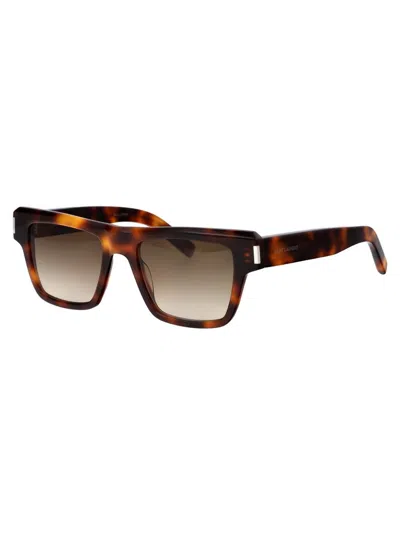 Shop Saint Laurent Sunglasses In 020 Havana Havana Brown