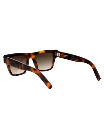 Shop Saint Laurent Eyewear Sunglasses In 020 Havana Havana Brown