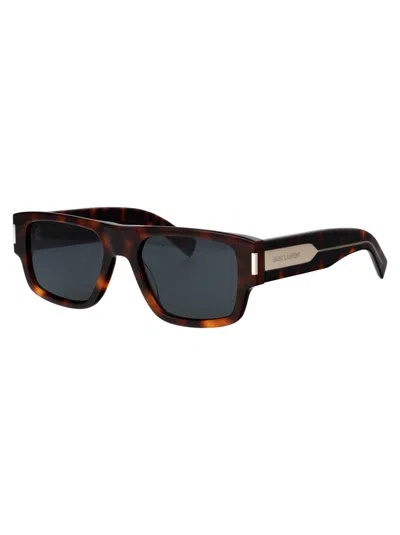 Shop Saint Laurent Sunglasses In 002 Havana Crystal Black