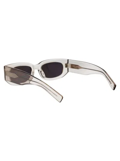 Shop Saint Laurent Sunglasses In 003 Beige Beige Grey