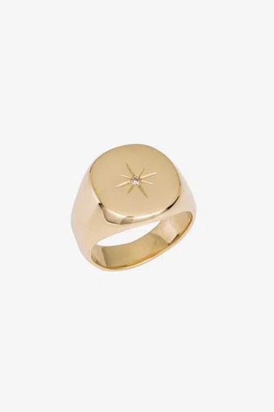 Shop Anine Bing Signet Ring In 14k Gold