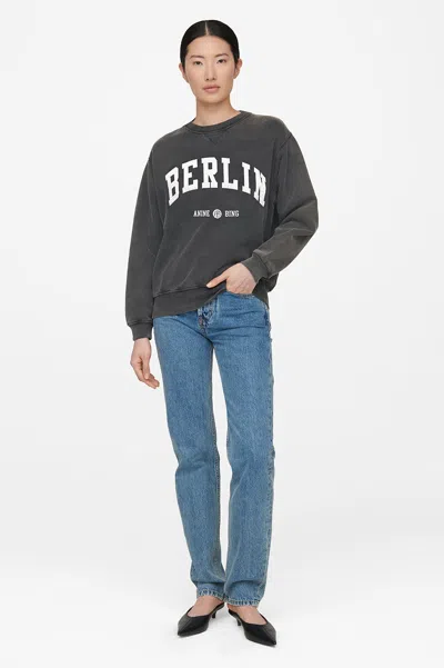 Shop Anine Bing Ramona Sweatshirt University Berlin In Washed Black