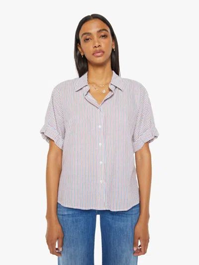 Shop Xirena Teddy Shirt Firework Stripe In Blue - Size Medium