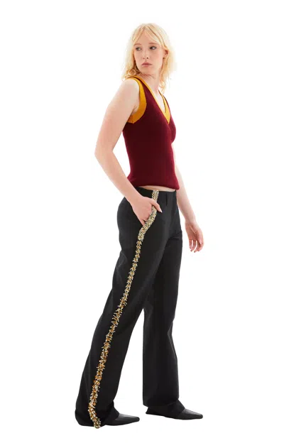 Dries Van Noten Parchia Embellished Trousers In Black