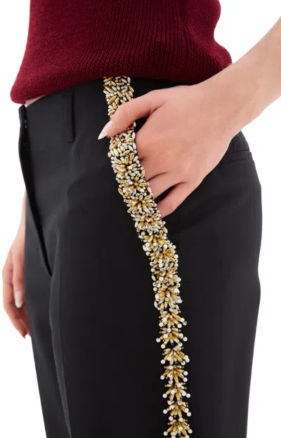 Dries Van Noten Parchia Embellished Trousers In Black