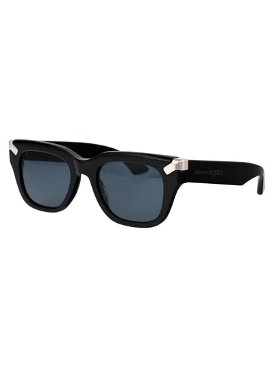 Shop Alexander Mcqueen Sunglasses In 002 Black Black Blue