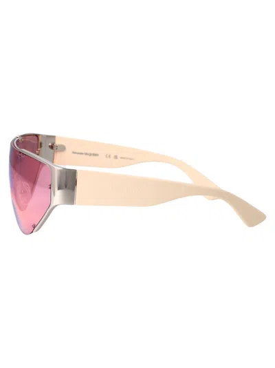 Shop Alexander Mcqueen Sunglasses In 004 Silver Ivory Pink