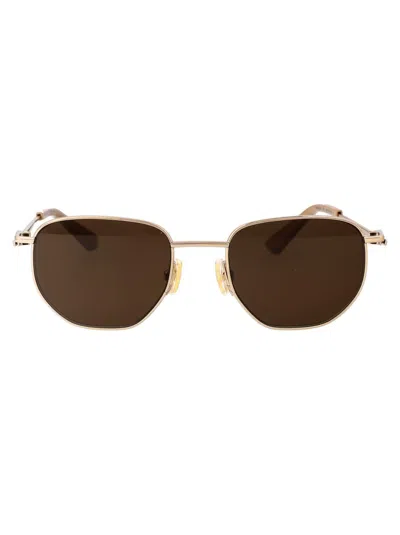 Shop Bottega Veneta Sunglasses In 002 Gold Gold Brown