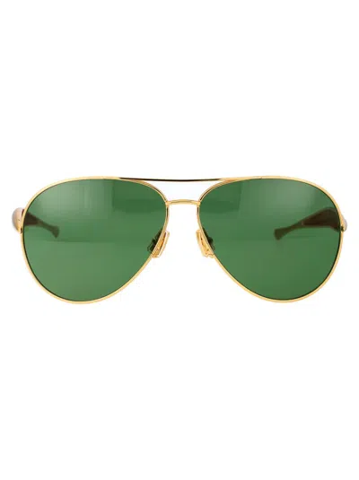 Shop Bottega Veneta Sunglasses In 001 Gold Gold Green