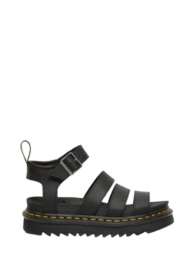 Dr. Martens' Dr. Martens Blair Sandal In Tumbled Leather With A Waxy Finish In Black