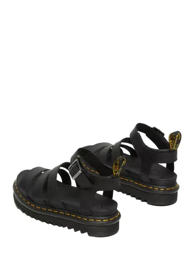 Dr. Martens' Dr. Martens Blair Sandal In Tumbled Leather With A Waxy Finish In Black