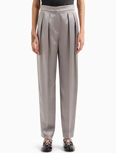 Shop Giorgio Armani Trousers In Steel Gray