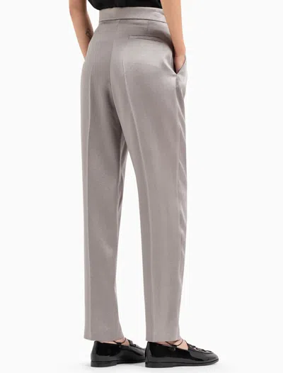 Shop Giorgio Armani Trousers In Steel Gray