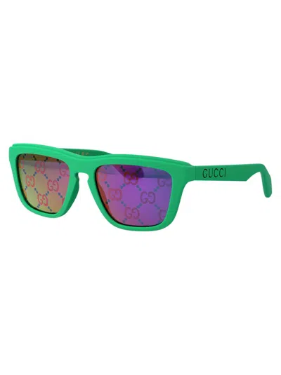 Shop Gucci Sunglasses In 004 Green Green Blue