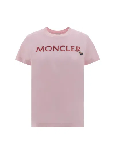 Shop Moncler T-shirts In Pastel Pink