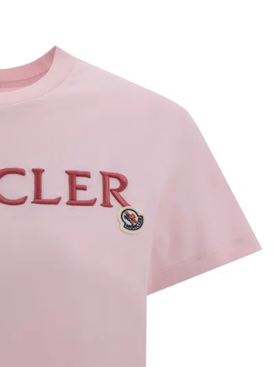 Shop Moncler T-shirts In Pastel Pink