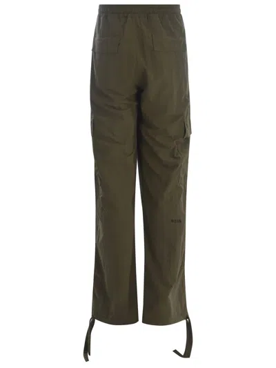 Msgm Cargo Lace-up Trousers In Green