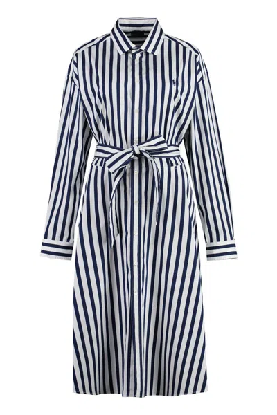 Shop Polo Ralph Lauren Belted Cotton Shirtdress In White