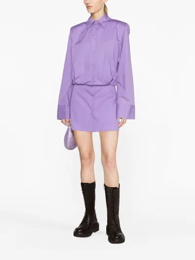Shop Attico The  Margot Cotton Shirt Dress In Lilac