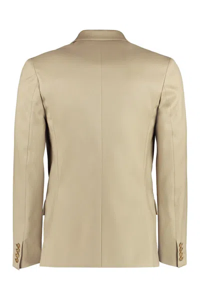 Shop Valentino Cotton Double-breasted Blazer In Beige