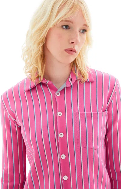 Shop Marni Striped Long-sleeved Shirt In Jqc13 Pink/white/blue