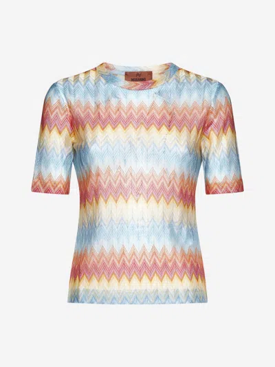 Shop Missoni Zig-zag Viscose T-shirt In Multicolor