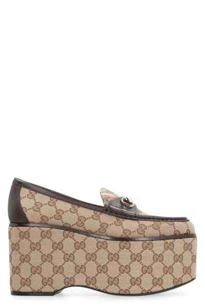 Shop Gucci Platform Loafers In Beige