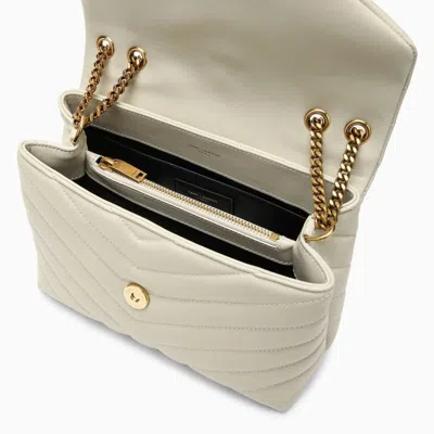 Shop Saint Laurent Cream-coloured Small Ysl Loulou Bag In White