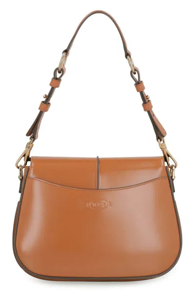 Shop Tod's T Timeless Leather Shoulder Bag In Brown