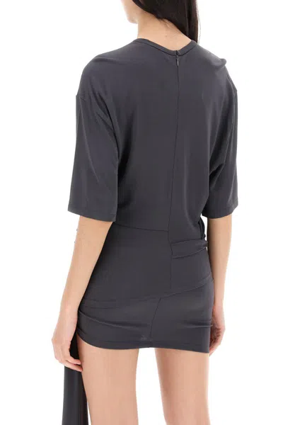 Shop Christopher Esber Top With Side Draping Detail In Grigio