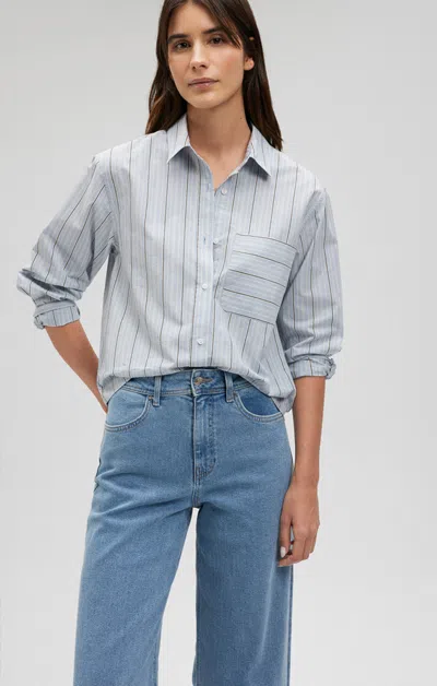 Shop Mavi Long Sleeve Pocket Shirt In Blue Stripe In Light Blue
