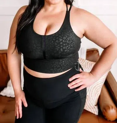 Anchored Arrows Leopard Sports Bra In Black In Black