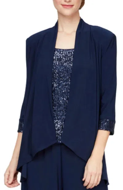 Shop Alex Evenings Sequin Twinset In Navy In Blue