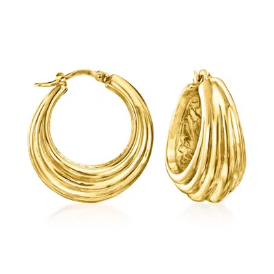 Ross-simons Italian 14kt Yellow Gold Fluted Hoop Earrings In Yellow