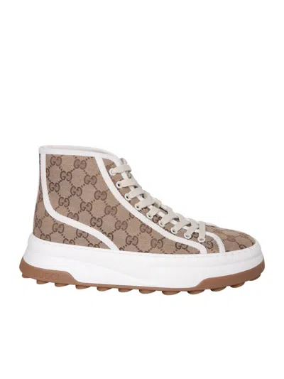 Shop Gucci Sneakers In Beige