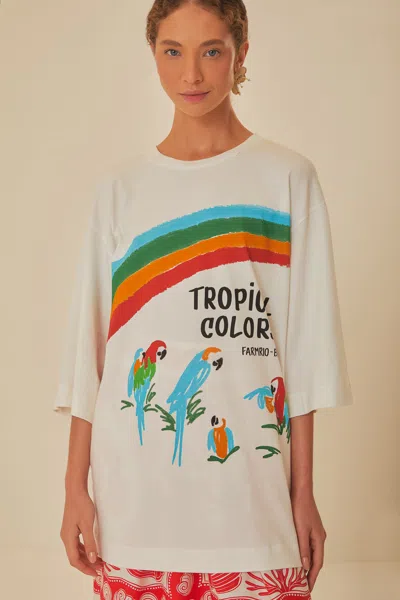 Shop Farm Rio Active White Tropical Colors Organic Cotton Oversized T-shirt