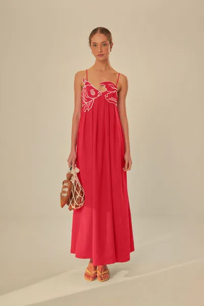 Farm Rio Active Red Fish Top Maxi Dress In Red