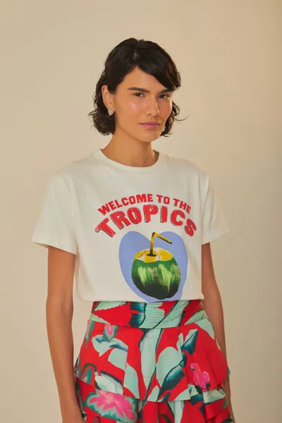Shop Farm Rio Active White Welcome To The Tropics Organic Cotton T-shirt