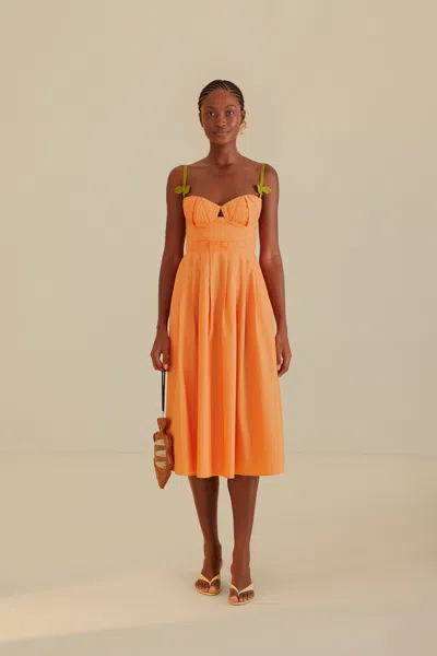 Shop Farm Rio Active Bicolor Sleeveless Organic Cotton Midi Dress In Orange