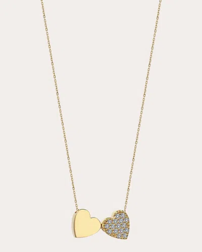 Shop Mevaris Women's Heart Couple Pendant Necklace In Gold
