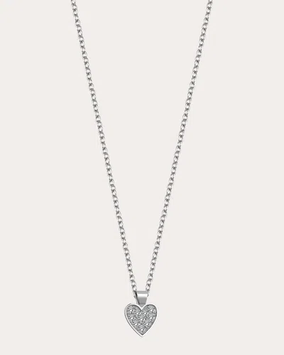 Shop Mevaris Women's Heart Pavé Pendant Necklace In Silver