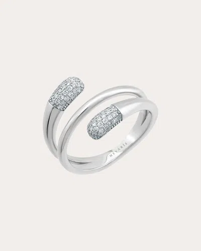 Shop Mevaris Women's White Diamond Lunar Harmony Ring In Silver