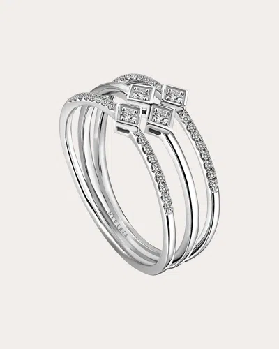 Shop Mevaris Women's Mosaic Half Eternity Ring In Silver