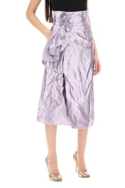 Shop Maison Margiela "metallic Satin Midi Wrap Skirt With In Metallico