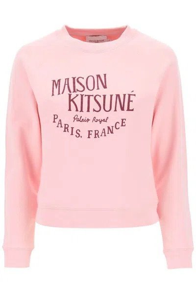Shop Maison Kitsuné Crew-neck Sweatshirt With Print In Rosa