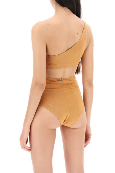 Shop Max Mara One-shoulder Bikini Top In Jersey And In Arancio