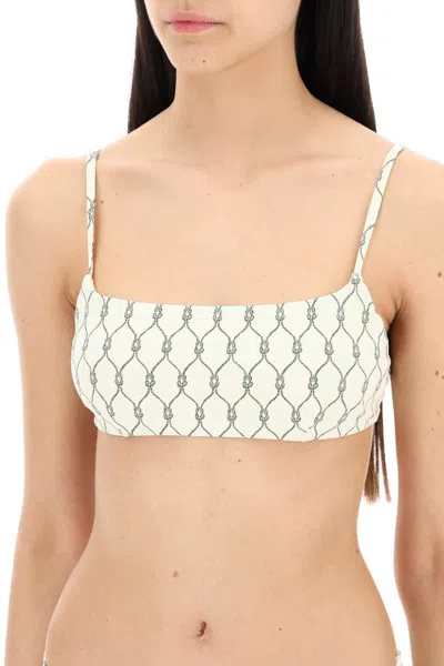 Shop Tory Burch Printed Bikini Top For In Neutro