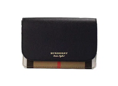 Shop Burberry Hampshire Small House Check Canvas Black Derby Leather Crossbody Bag