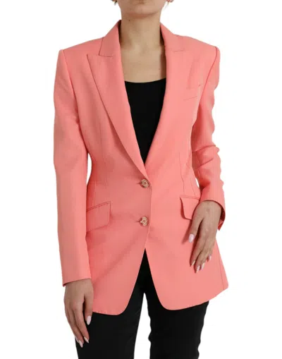 Shop Dolce & Gabbana Chic Pink Peak Lapel Blazer In Black